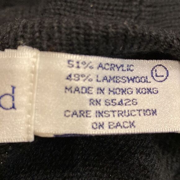 Vintage Robert Scott Ltd Black Cardigan Lambswool Blend Large Beaded Buttons - Picture 13 of 15